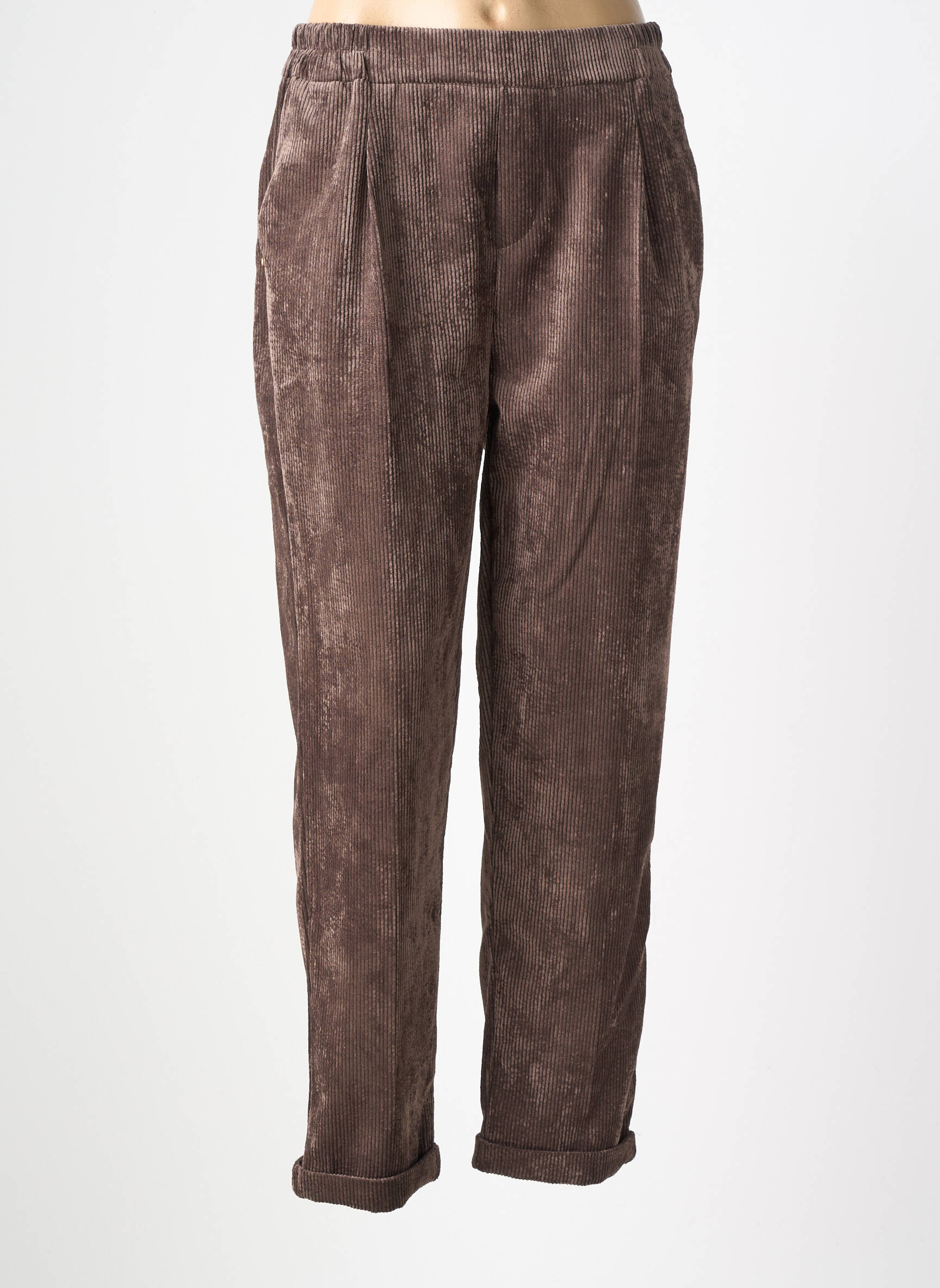 Pantalon droit taille élastique marron PAKO LITTO femme