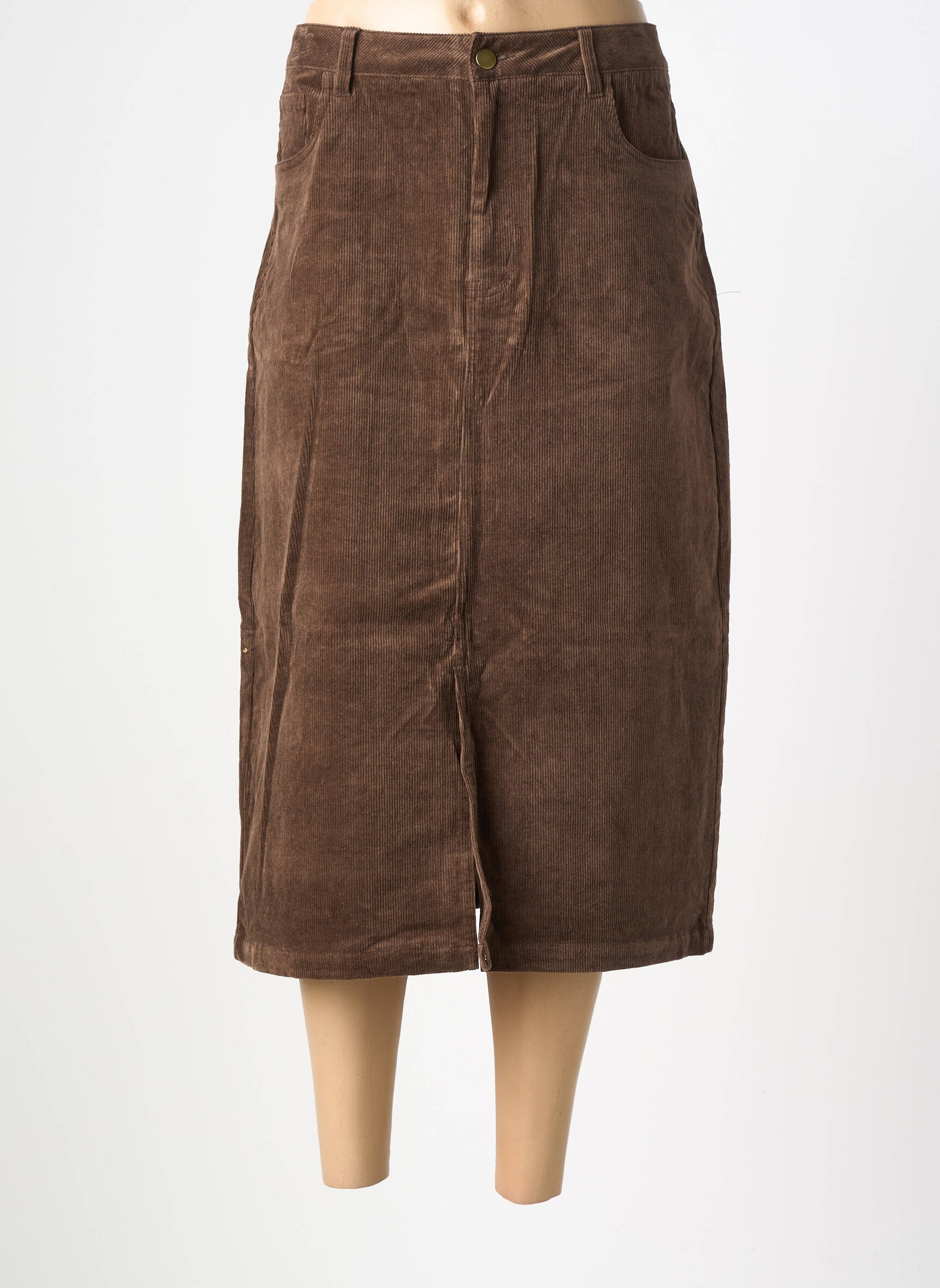 Jupe longue coupe droite marron MOLLY BRACKEN femme