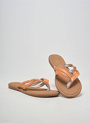 Tongs tissage satiné talon plat jusqu'à 3cm orange LPB LES PETITES BOMBES  femme