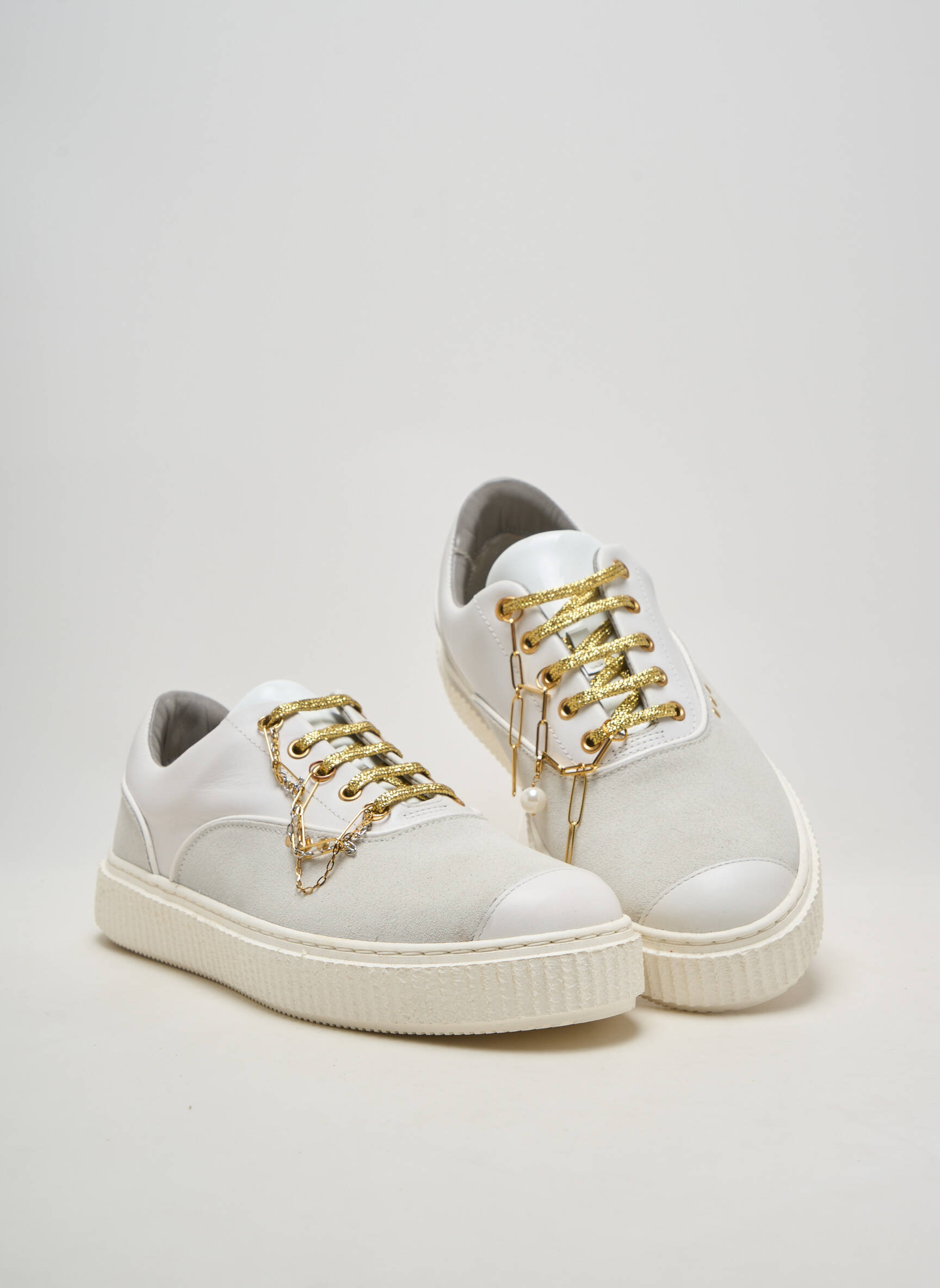 Baskets nubuck talon plat jusqu'à 3cm blanc ME.LAND femme