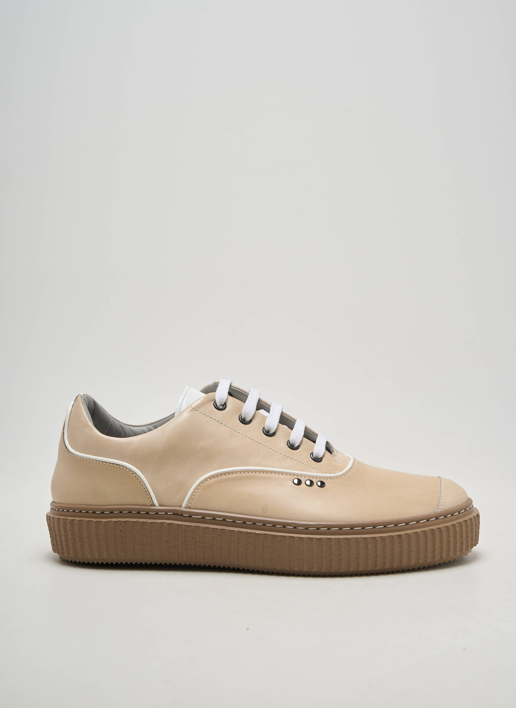 Baskets matière lisse talon plat jusqu'à 3cm beige ME.LAND femme