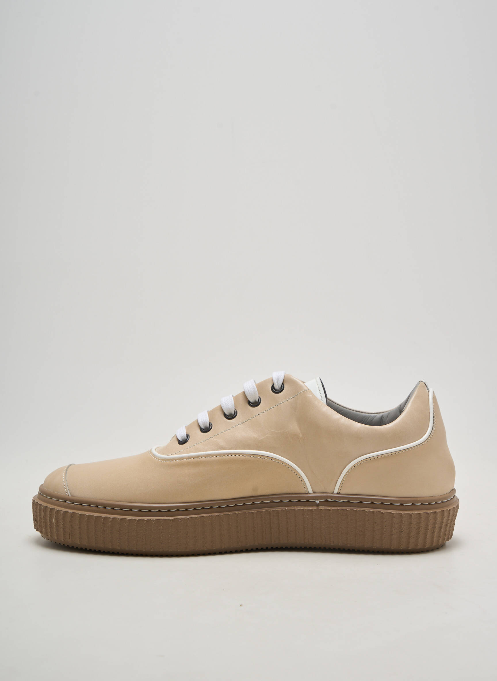 Baskets matière lisse talon plat jusqu'à 3cm beige ME.LAND femme