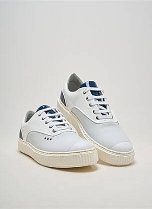 Baskets matière lisse bout rond blanc ME.LAND homme