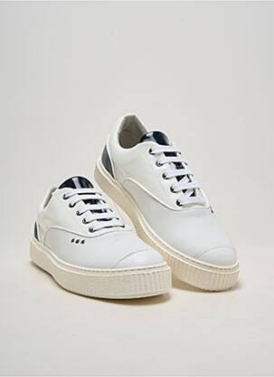 Baskets matière lisse bout rond blanc ME.LAND homme