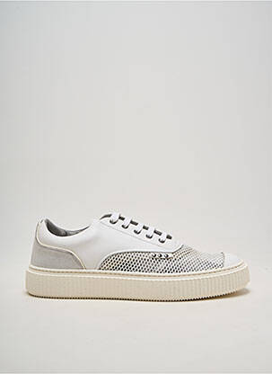 Baskets matière lisse bout rond blanc ME.LAND homme