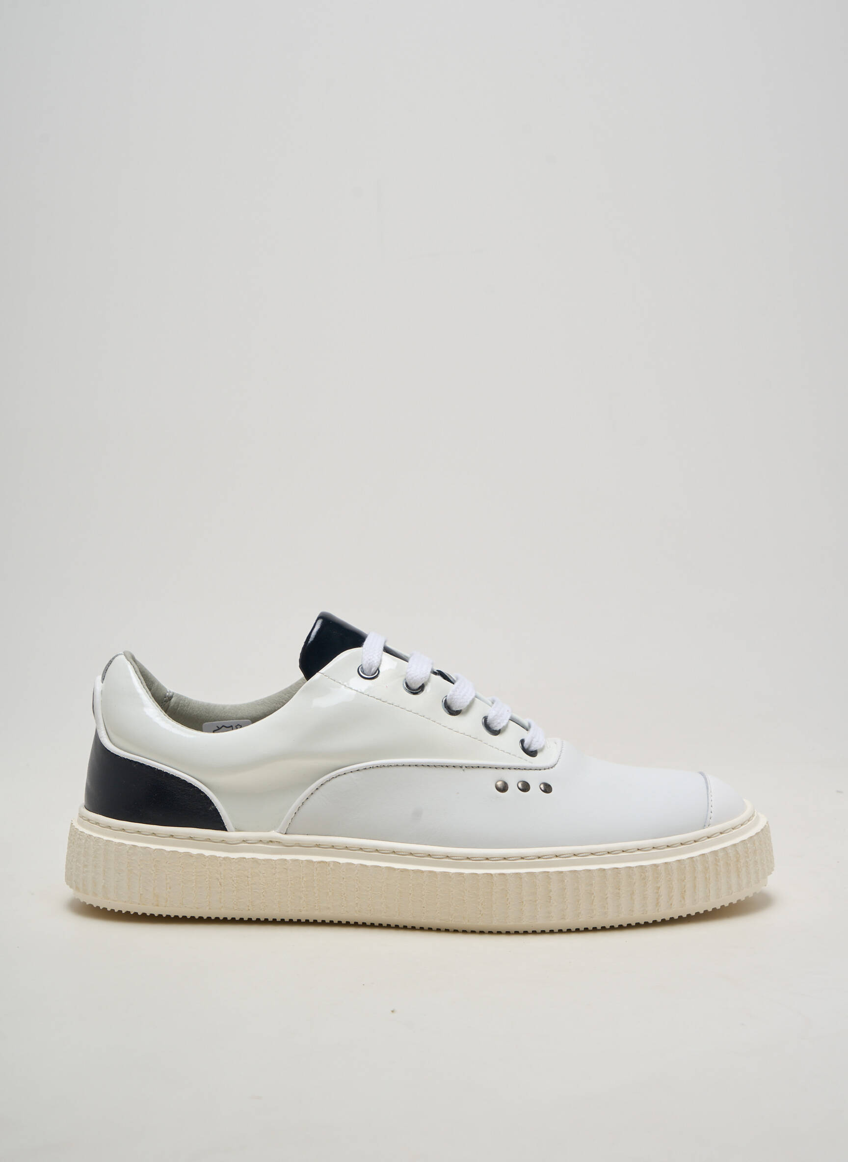 Baskets matière lisse bout rond blanc ME.LAND homme