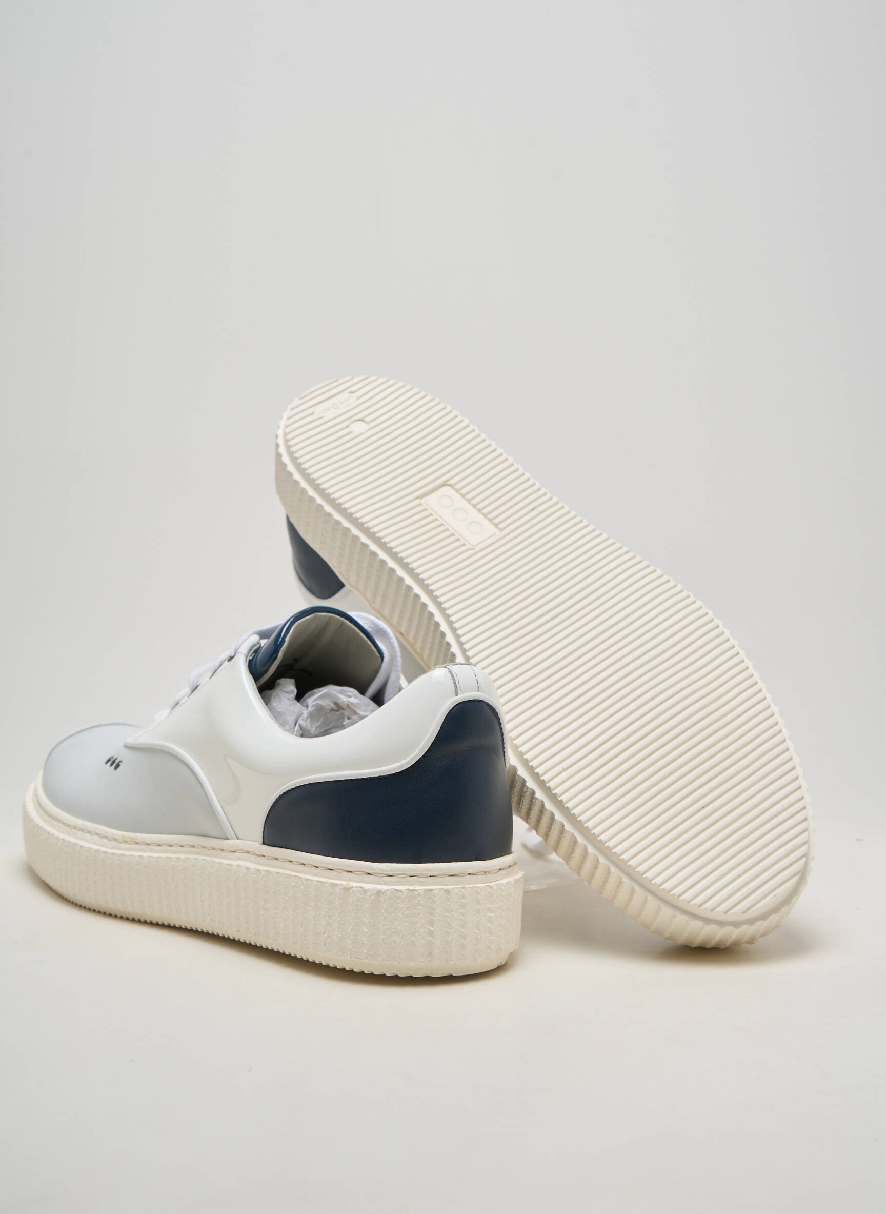 Baskets matière lisse bout rond blanc ME.LAND homme