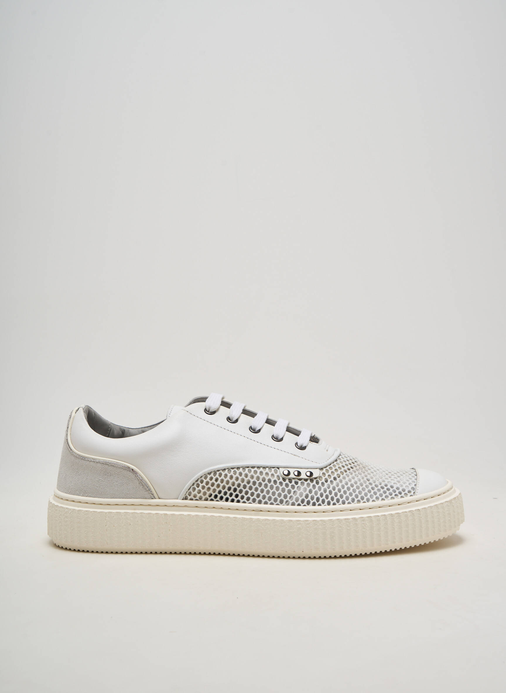 Baskets matière lisse bout rond blanc ME.LAND homme