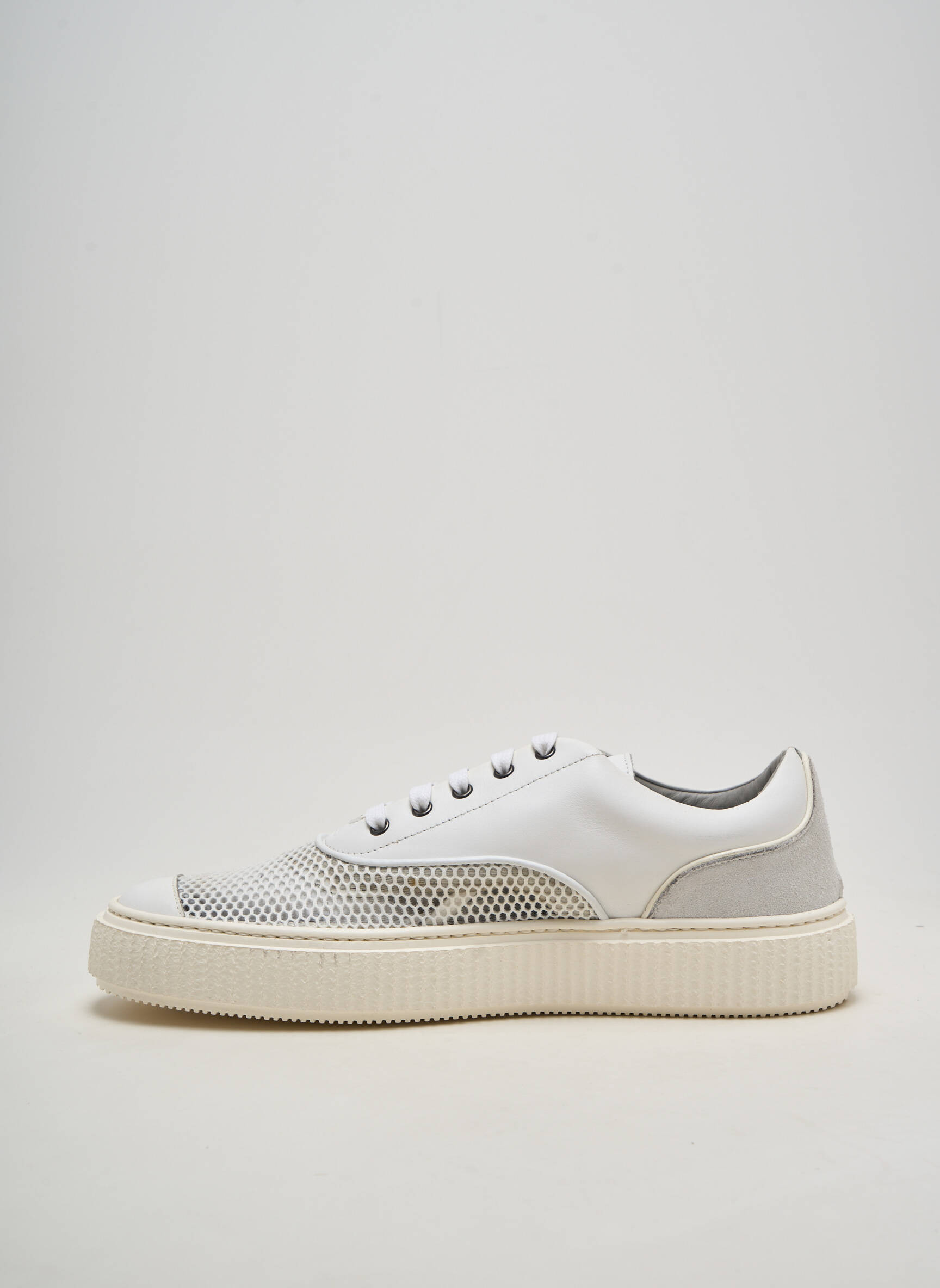 Baskets matière lisse bout rond blanc ME.LAND homme