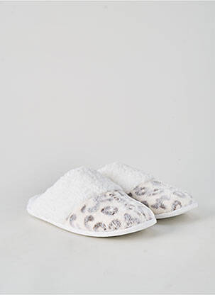 Chaussons/pantoufles bout rond talon plat jusqu'à 3cm blanc MASSANA femme