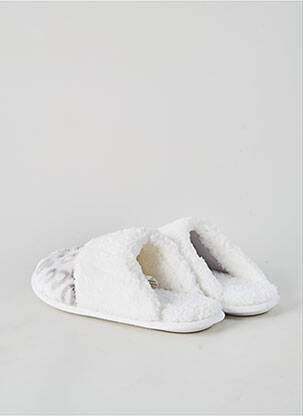 Chaussons/pantoufles bout rond talon plat jusqu'à 3cm blanc MASSANA femme