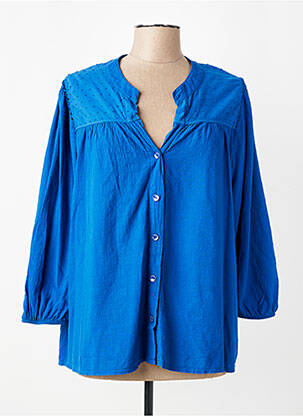 Chemisier tissage popeline manches longues bleu MALOKA femme
