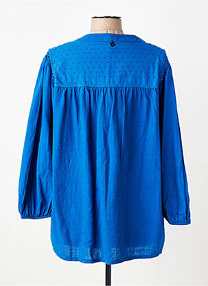 Chemisier tissage popeline manches longues bleu MALOKA femme