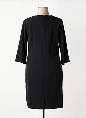 Robe mi-longue tissage crêpe manches longues noir IMPULSION femme