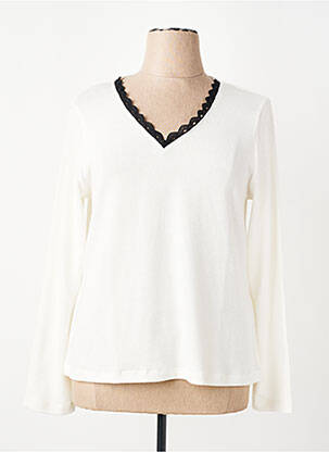 Pull coupe cintrée manches longues blanc MALOKA femme