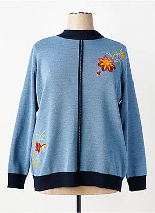 Pull tissage chiné manches longues bleu I.ODENA femme