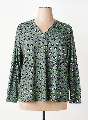 Pull col v manches longues vert GRIFFON femme
