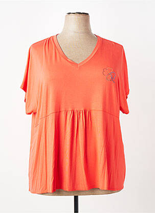 Top tissage jersey manches courtes orange GRIFFON femme