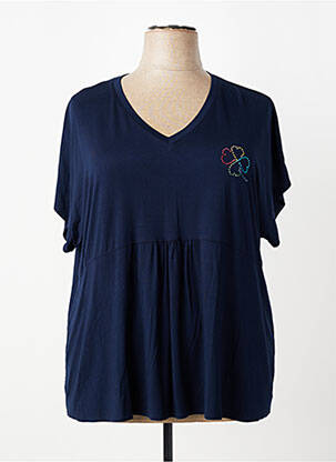 Top tissage jersey manches courtes bleu GRIFFON femme