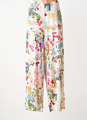 Pantalon large tissage popeline taille normale blanc MALOKA femme