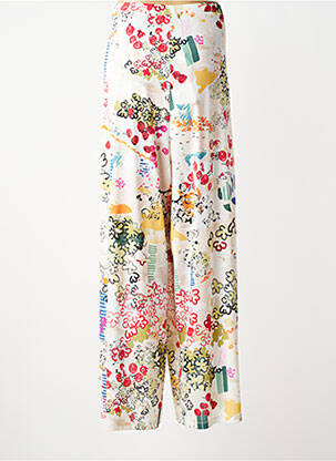 Pantalon large tissage popeline taille normale blanc MALOKA femme