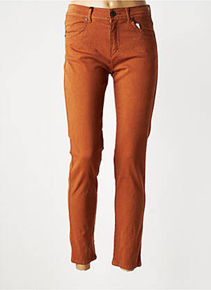 Pantalon slim stretch taille normale marron fonce ANNA MONTANA femme