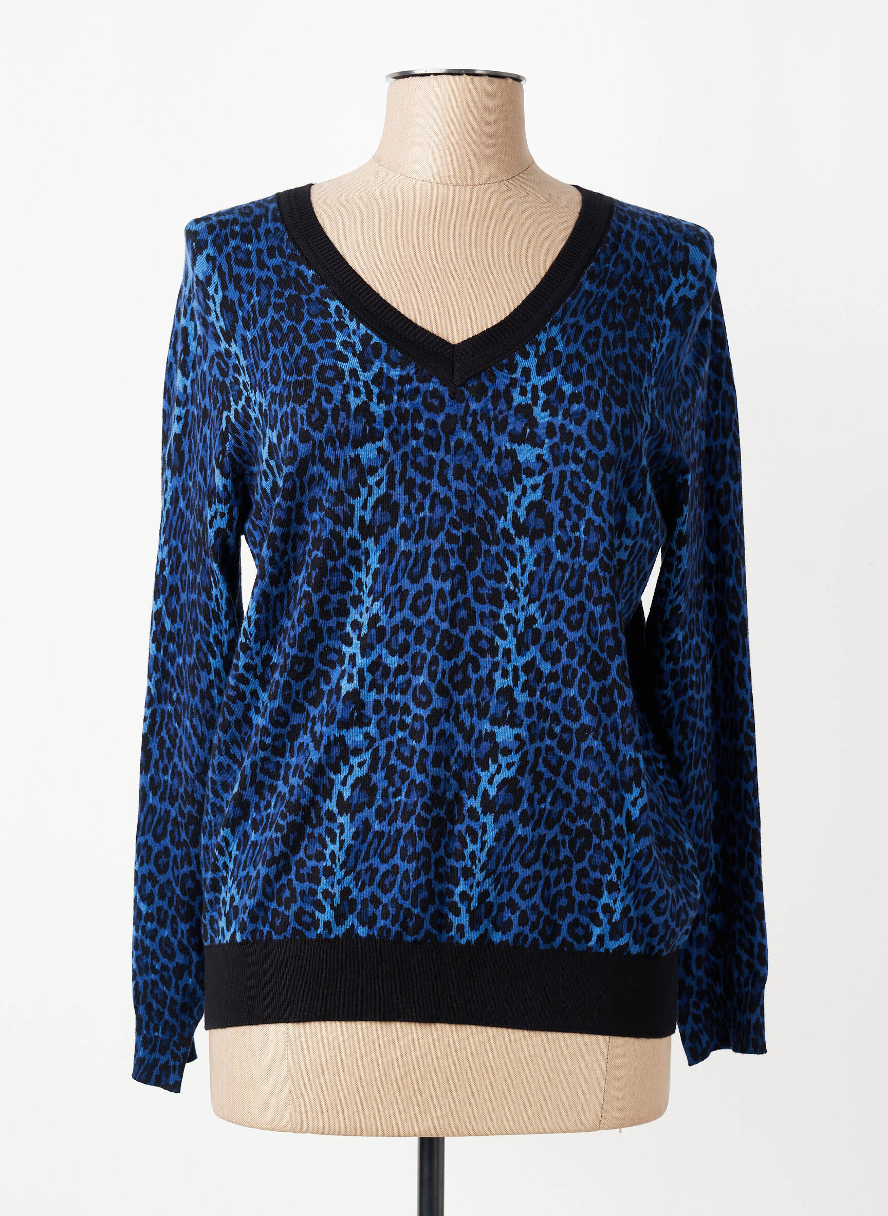 Pull col v manches longues bleu MERI & ESCA femme