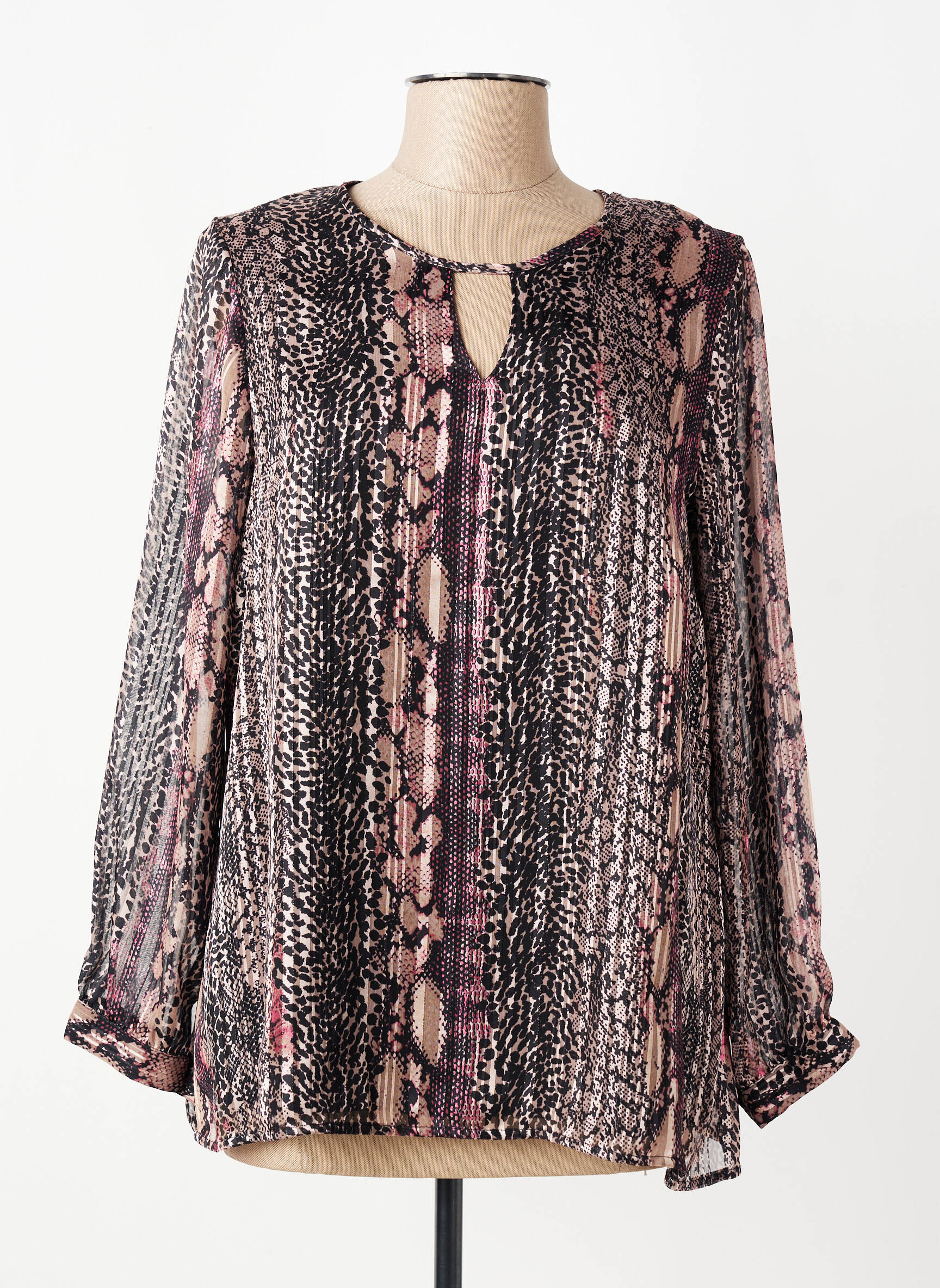 Blouse imprimé fantaisie manches longues noir MERI & ESCA femme