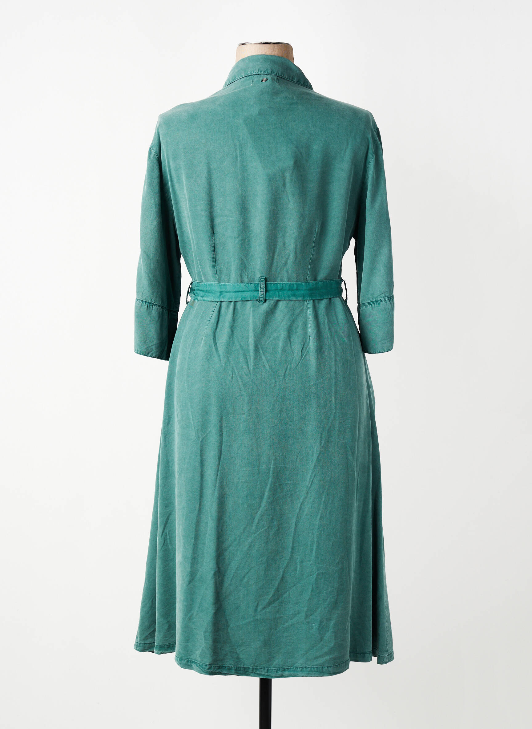 Robe mi-longue coupe fluide manches longues vert LEE COOPER femme