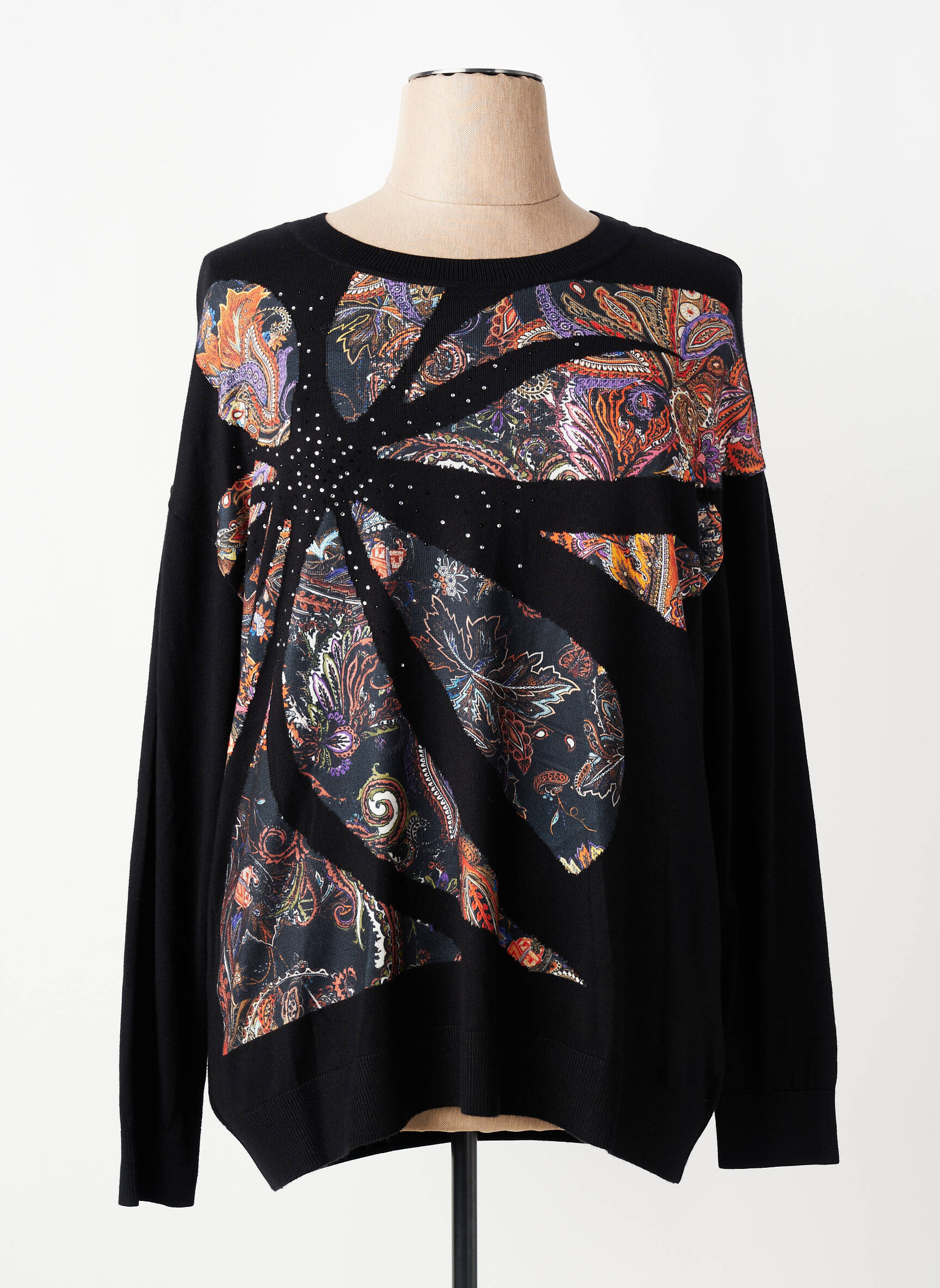 Pull stretch manches longues noir GREGORY PAT femme