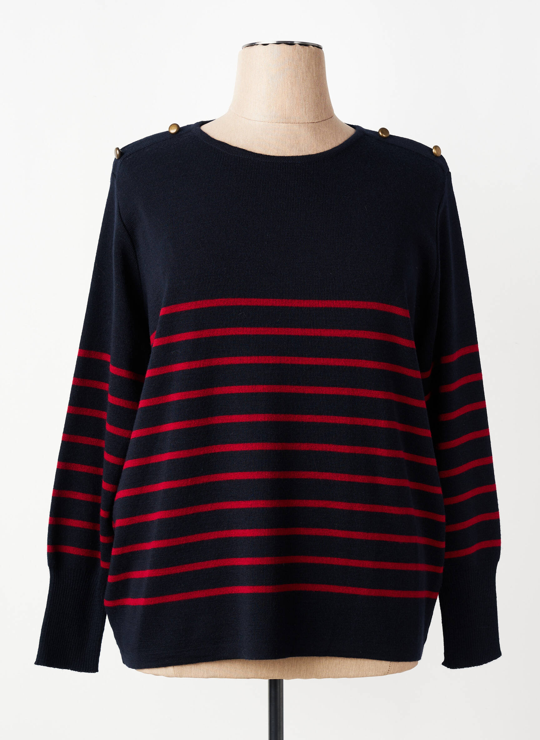 Pull stretch manches longues bleu I.ODENA femme