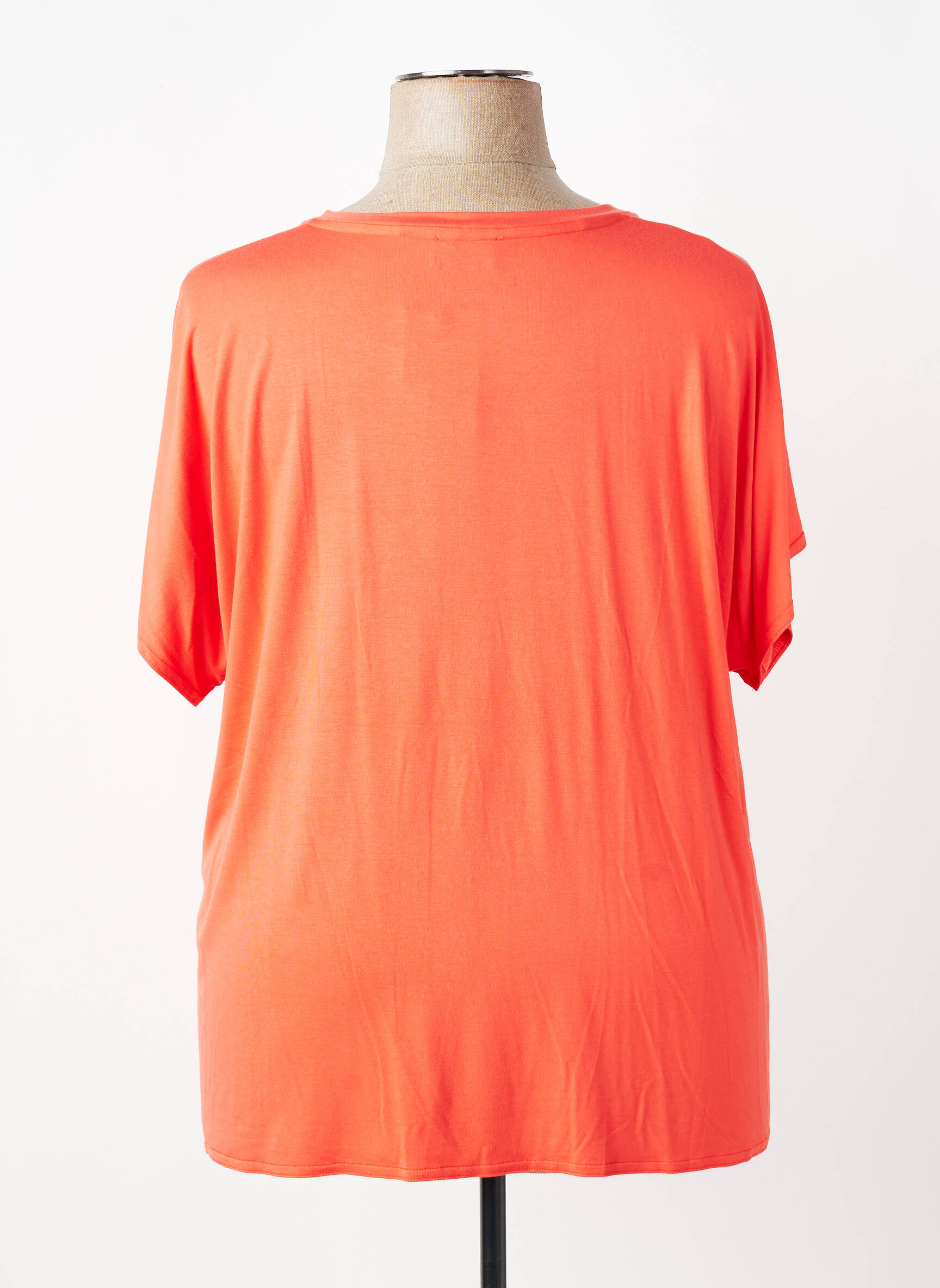 Top tissage jersey manches courtes orange GRIFFON femme