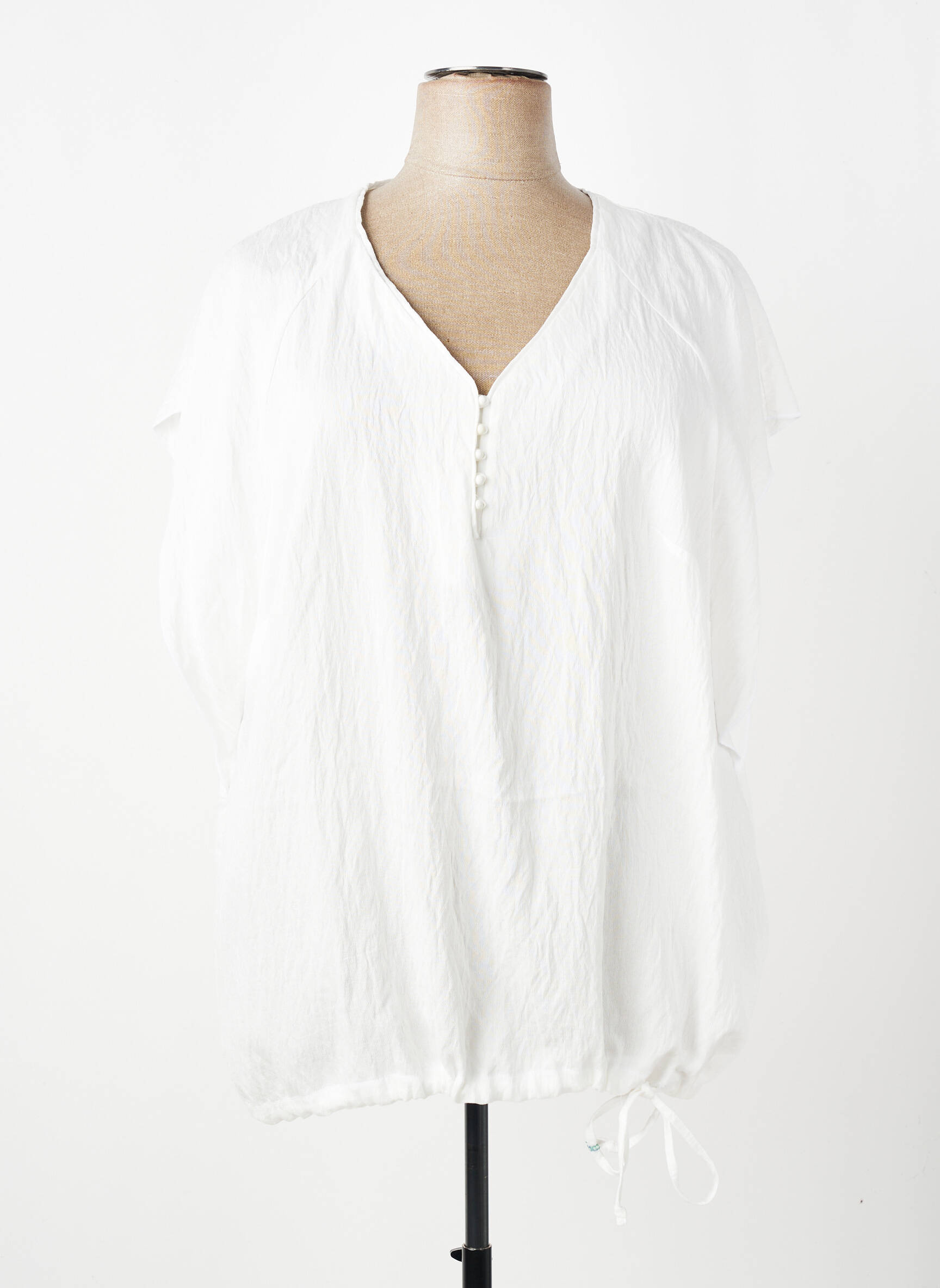 Blouse tissage popeline manches courtes blanc MERI & ESCA femme