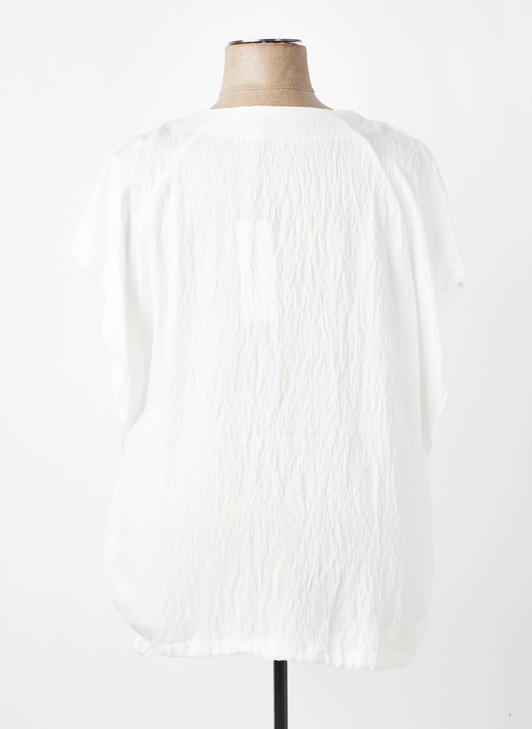 Blouse tissage popeline manches courtes blanc MERI & ESCA femme