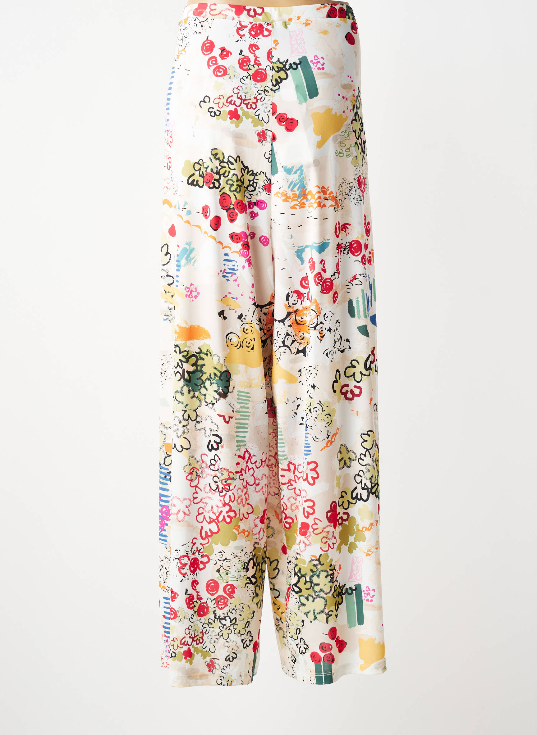 Pantalon large tissage popeline taille normale blanc MALOKA femme