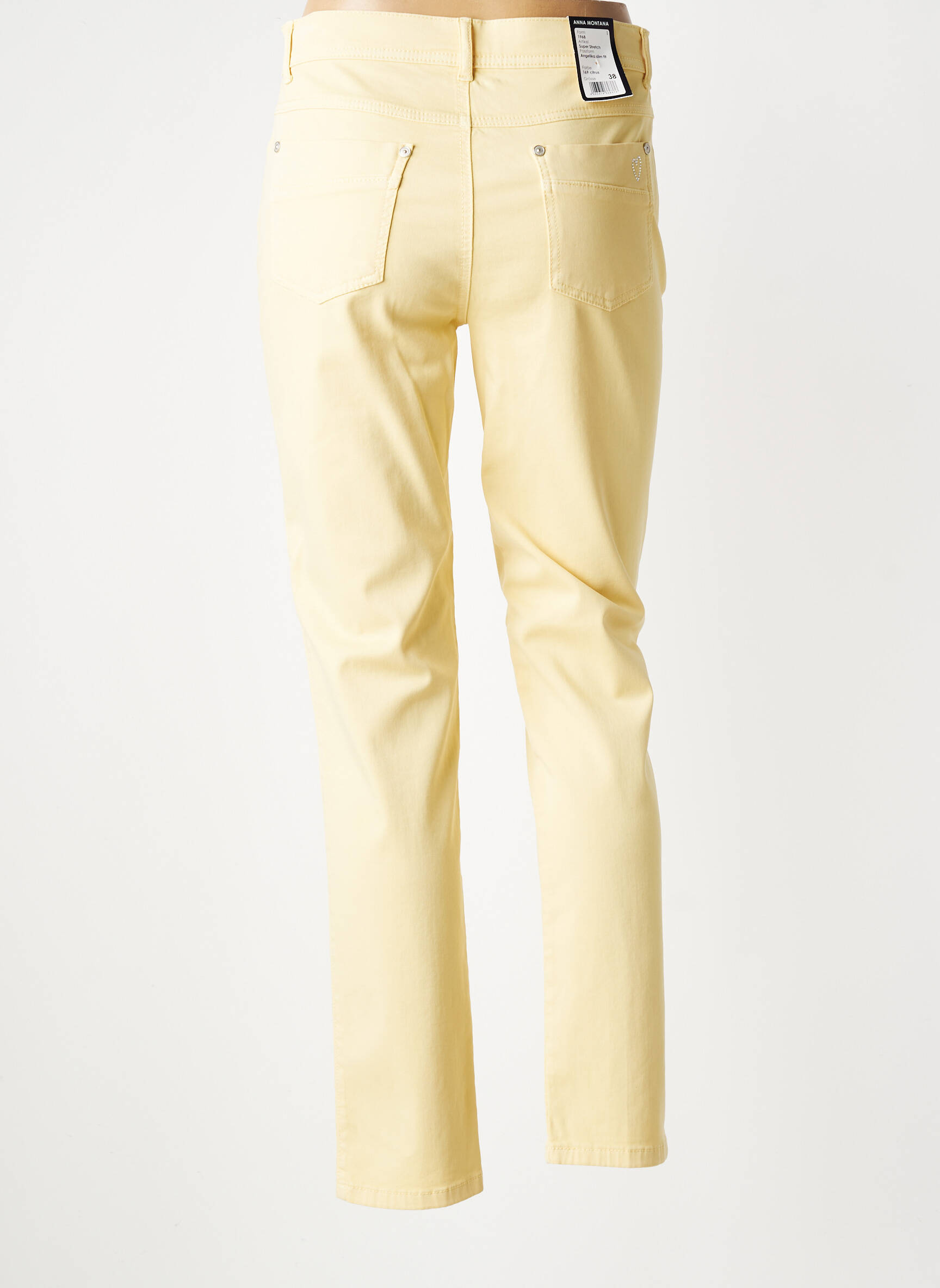 Pantalon slim stretch taille normale jaune ANNA MONTANA femme