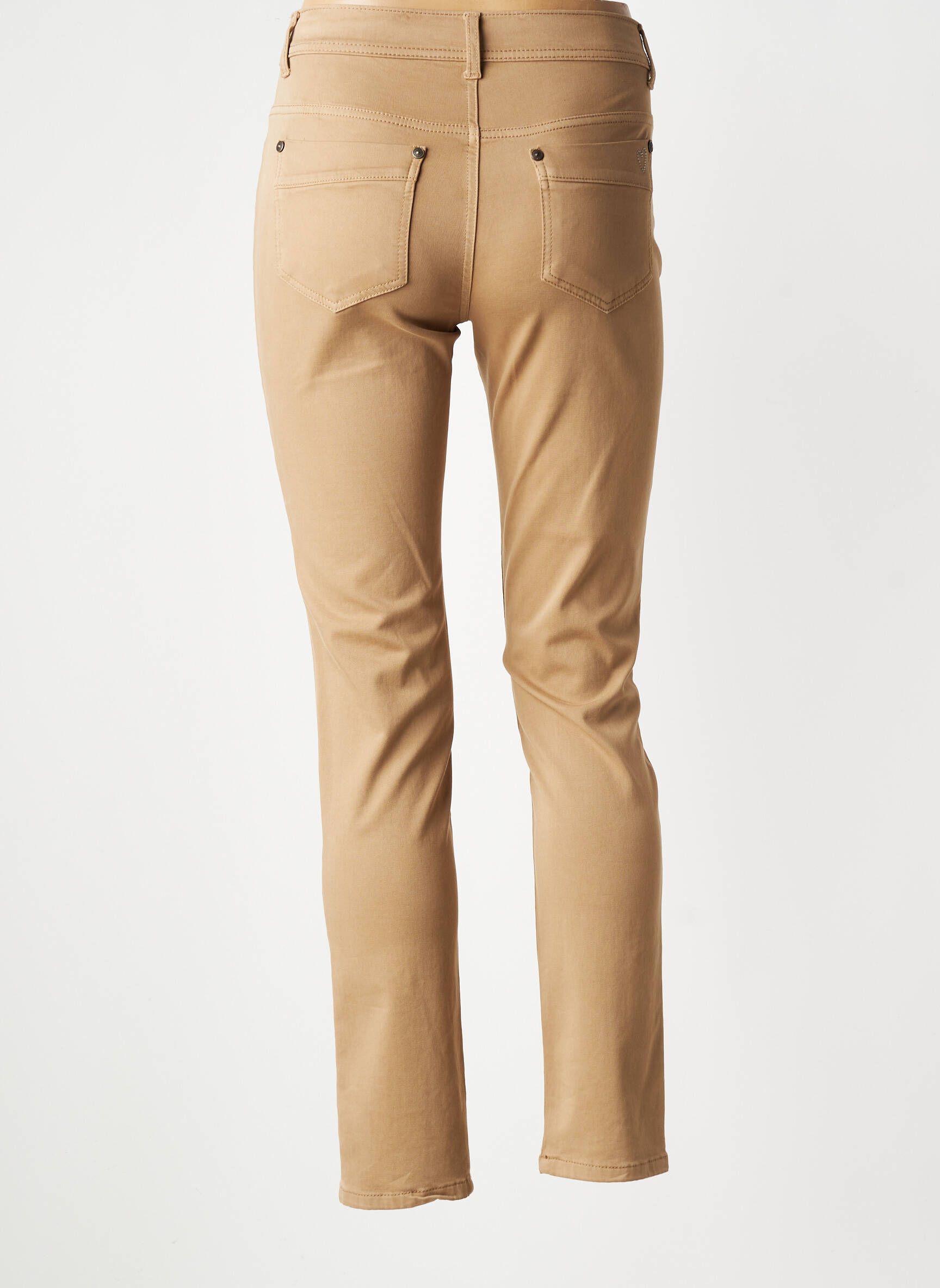 Pantalon slim stretch taille normale marron ANNA MONTANA femme