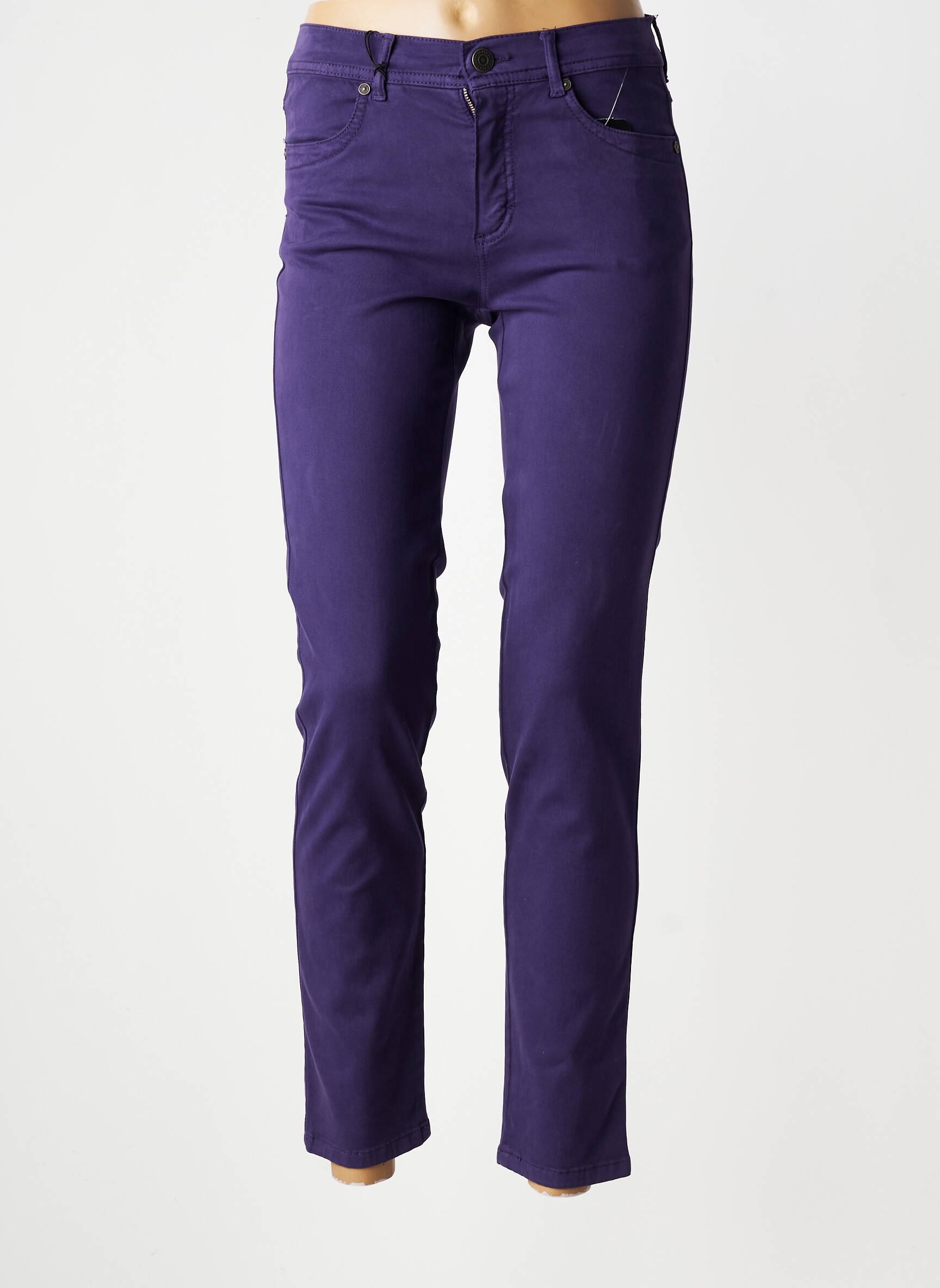 Pantalon slim stretch taille normale violet ANNA MONTANA femme
