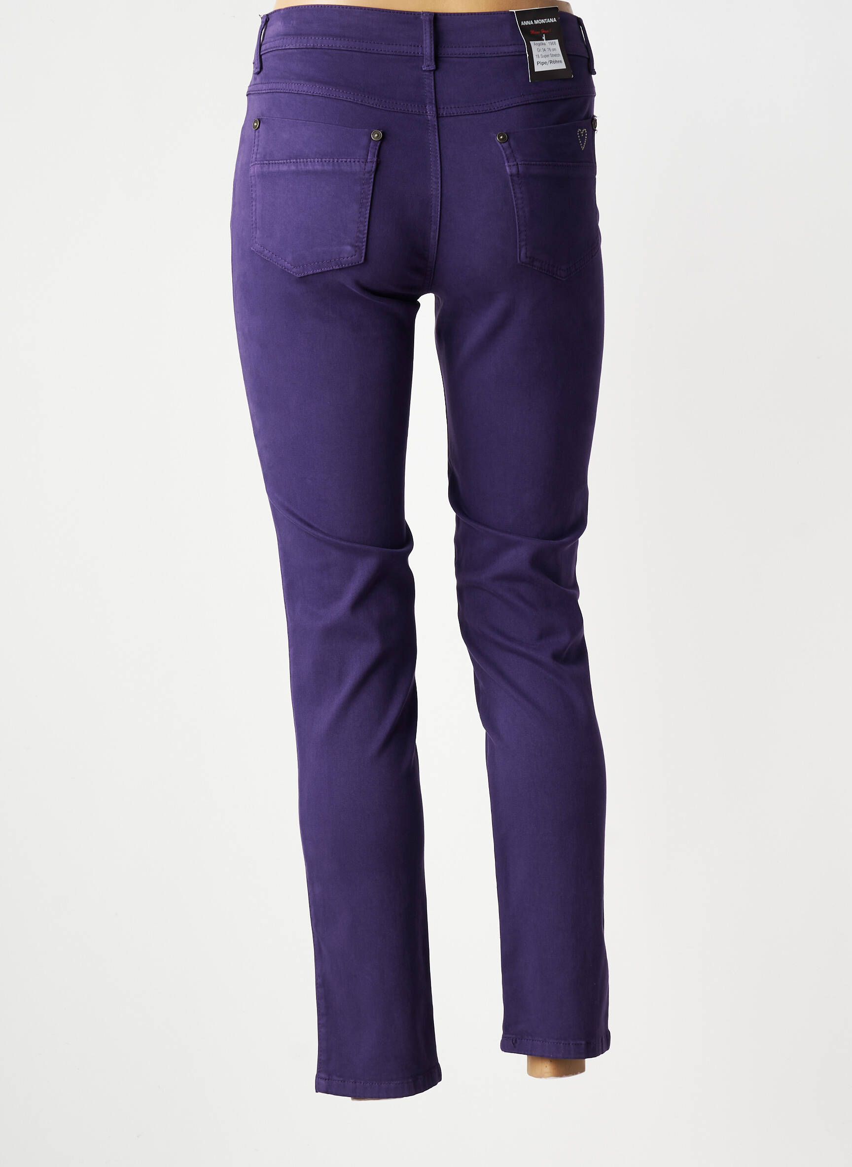 Pantalon slim stretch taille normale violet ANNA MONTANA femme