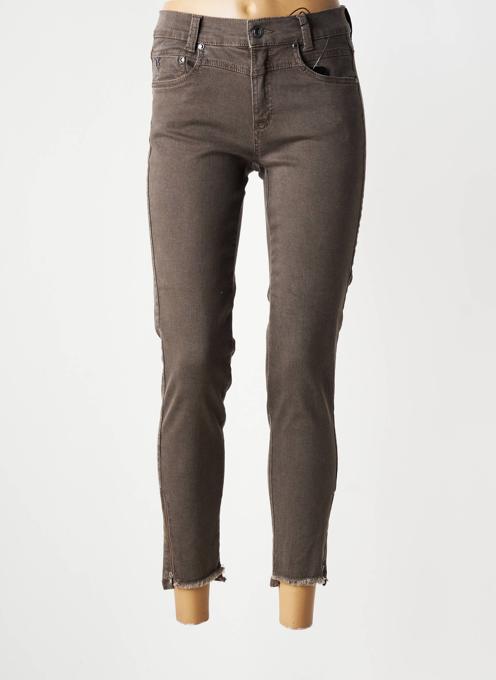 Jeans coupe slim tissage brut taille normale gris ANNA MONTANA femme
