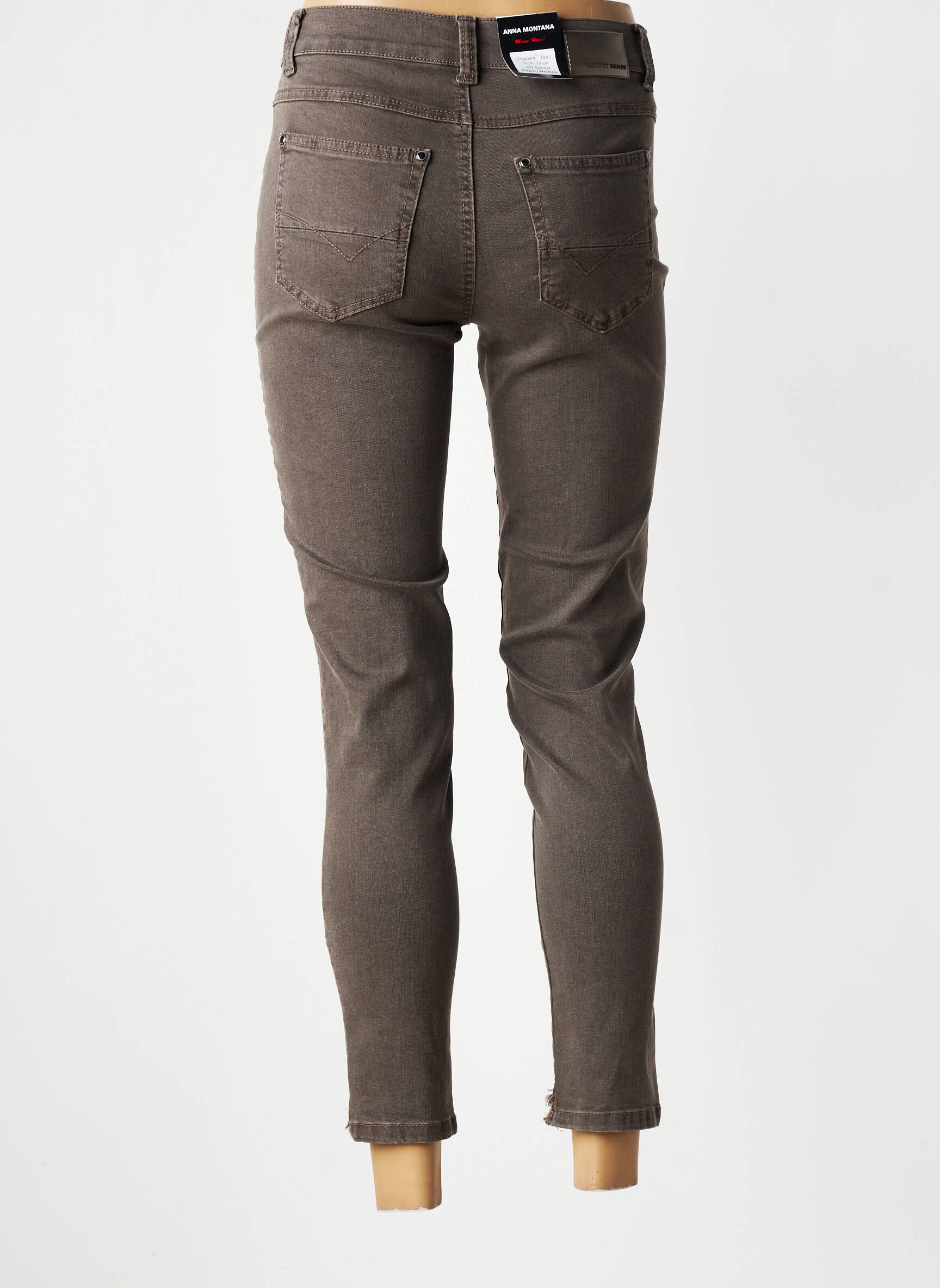 Jeans coupe slim tissage brut taille normale gris ANNA MONTANA femme