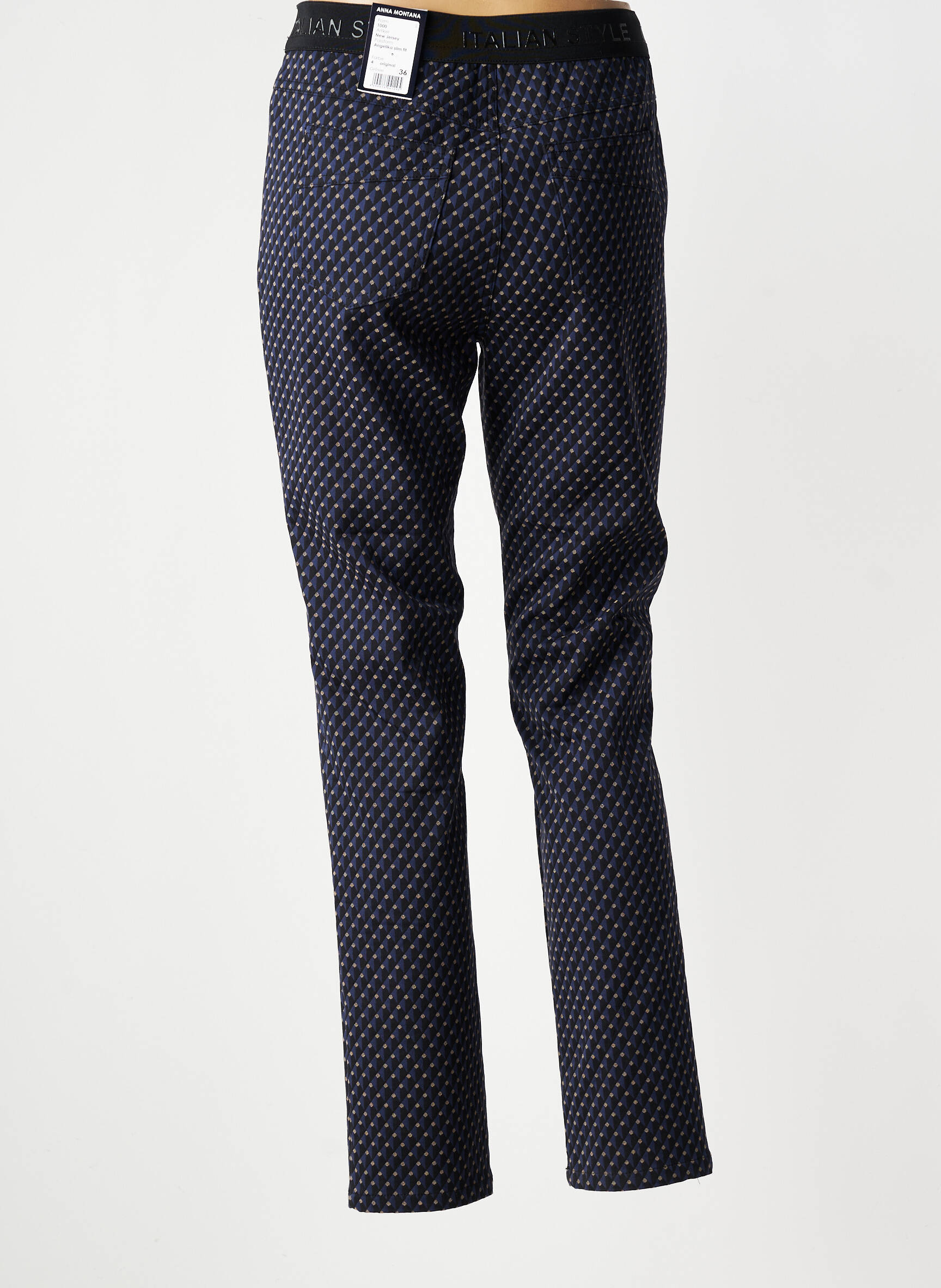 Pantalon slim taille élastique taille normale bleu ANNA MONTANA femme