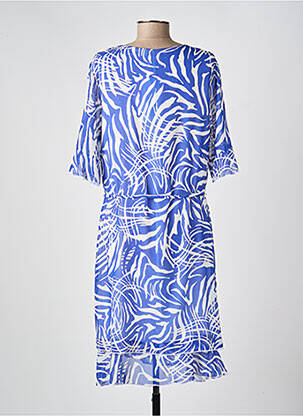 Robe mi-longue imprimé fantaisie manches courtes bleu GRIFFON femme