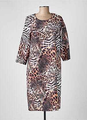 Robe mi-longue manches 3/4 manches 3/4 marron GREGORY PAT femme