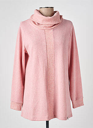 Pull col roulé coupe droite manches longues rose MALOKA femme