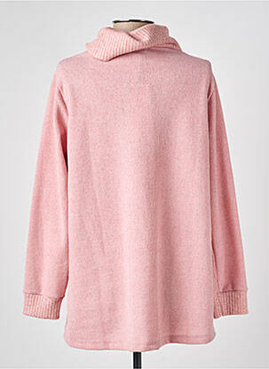 Pull col roulé coupe droite manches longues rose MALOKA femme