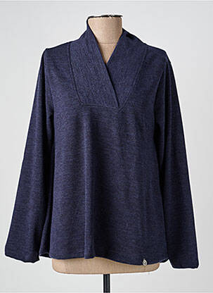 Pull coupe droite manches longues bleu MALOKA femme
