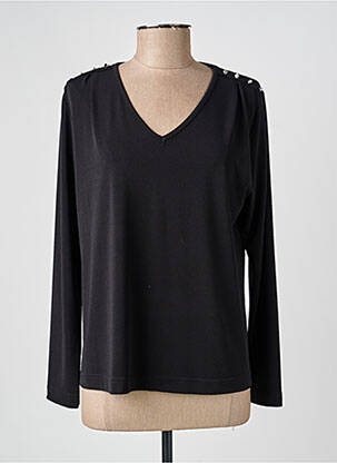 Top col v manches longues noir GRIFFON femme