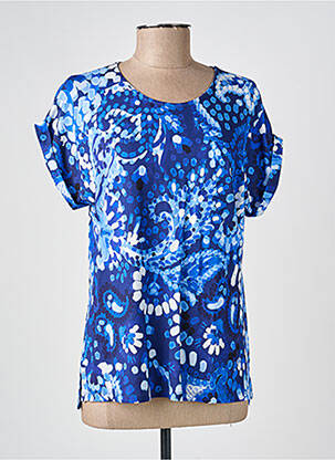 Top imprimé fantaisie manches courtes bleu FELINO femme