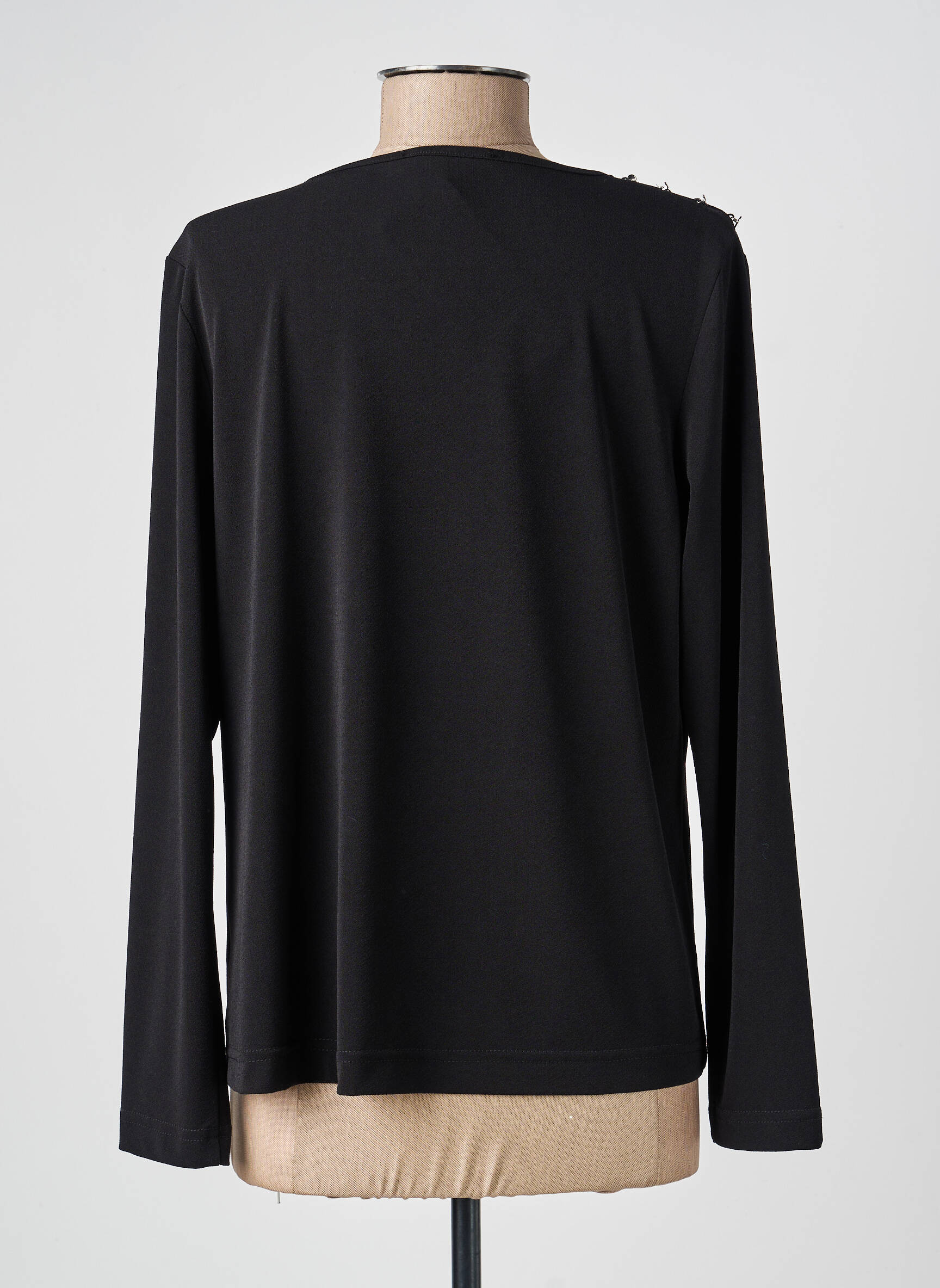 Top col v manches longues noir GRIFFON femme